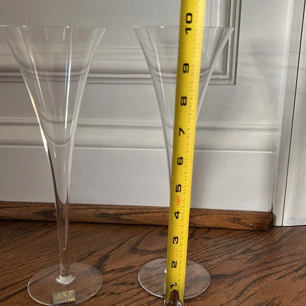 Mikasa Lyonnais NWT Trumpet Flute Champagne Glasses Set of 2 Anniversary NYE